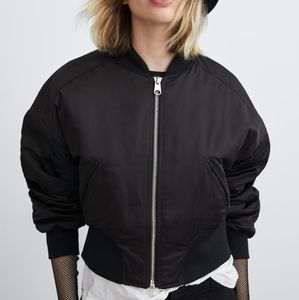 crop black bomber jacket